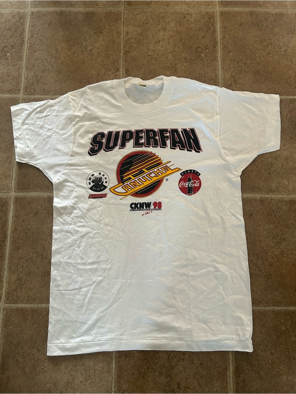 90s Single StitchVancouver Canucks 'Superfan' White Graphic T-Shirt